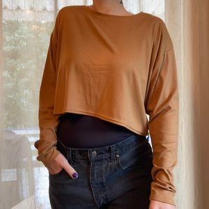 Beautiful tan long sleeve crop top